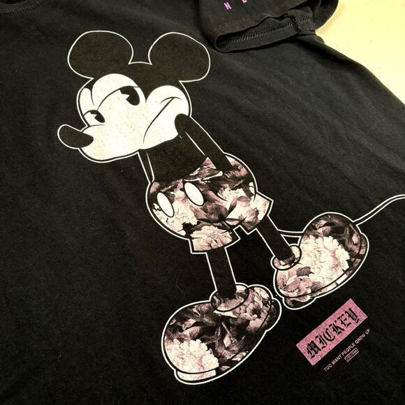 Disney x Neff Short Sleeve T-Shirt Men's M tie dye Black Mickey Mouse Silhouette - Picture 6 of 11